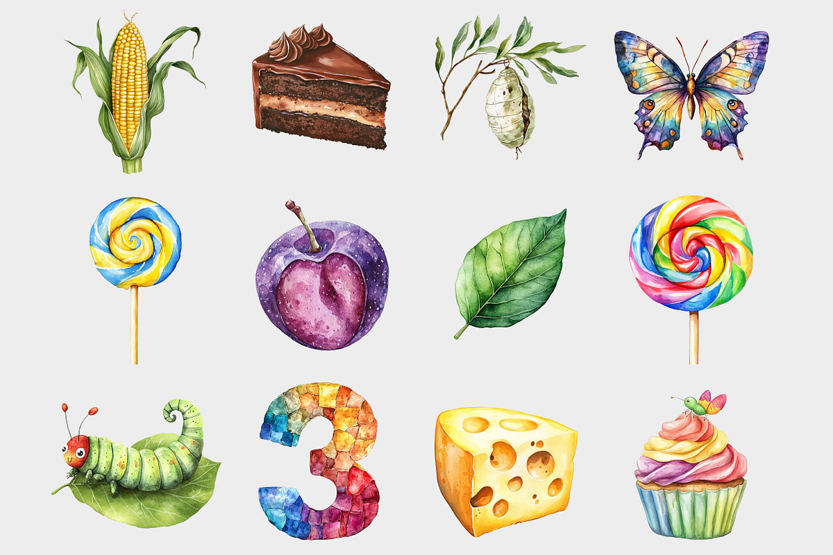 Very Hungry Caterpillar Clipart, a Seasonal Illustration by Design Market (Photo 3 of 5)