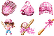 Pink Gingham Baseball Clipart, an Illustration by Designking (Thumbnail 3 of 5)