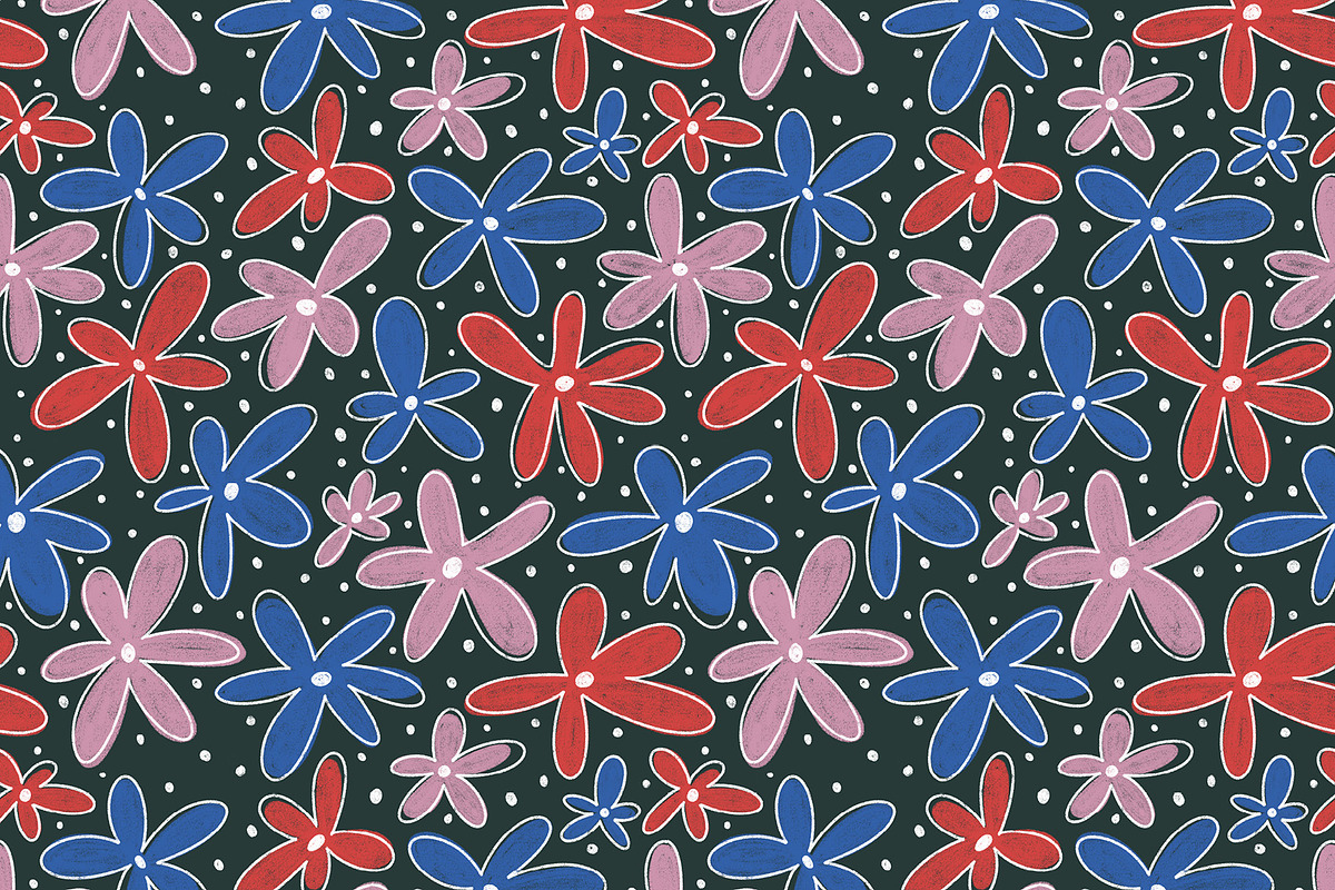 Retro Pop Flowers Seamless Pattern, a Pattern Graphic by Annie Tyndall Creative (Photo 2 of 12)