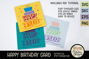 Happy Birthday Card SVG Cut File