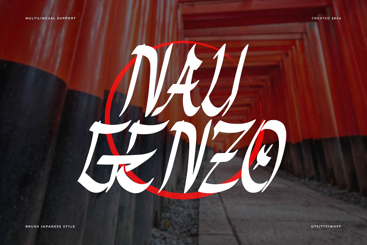 Nau Genzo | Brush Japanese Style, a Handwritten Font by Denustudios (Photo 1 of 14)