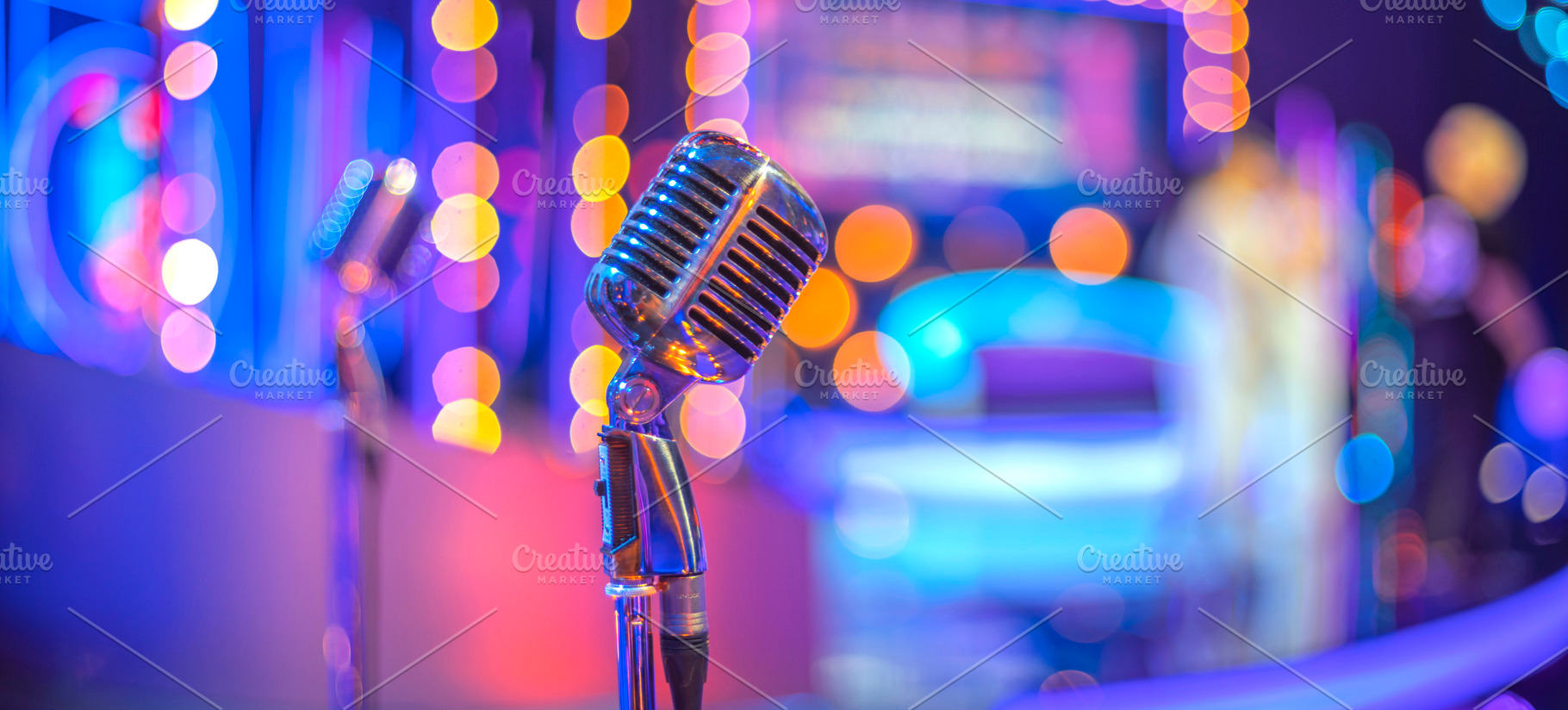 retro microphone in tv studio on the set of the show, a Photo by Pictures for you!!!!!!!!!