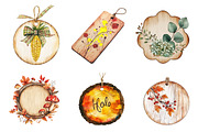 Vintage Wooden Autumn Tags Clipart, an Illustration by CreationArt (Thumbnail 5 of 5)