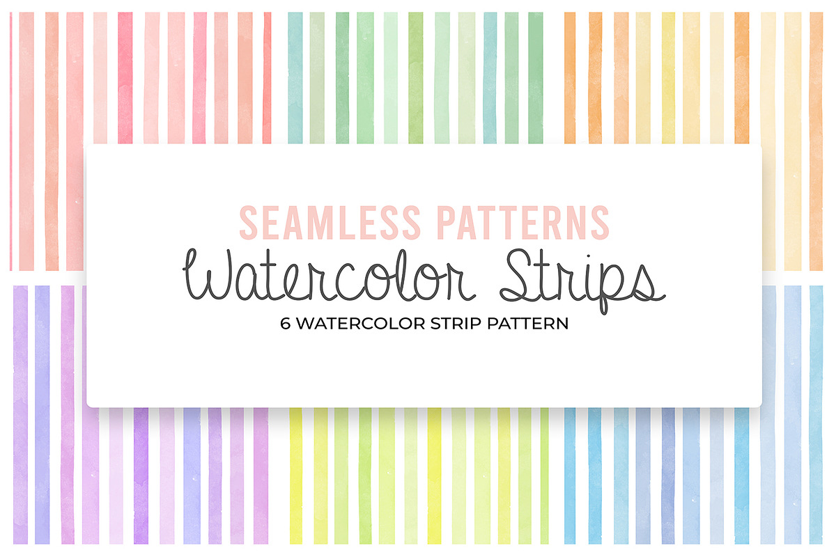 Six Watercolour Striped Pattern, a Pattern Graphic by Waterystrokes (Photo 1 of 6)