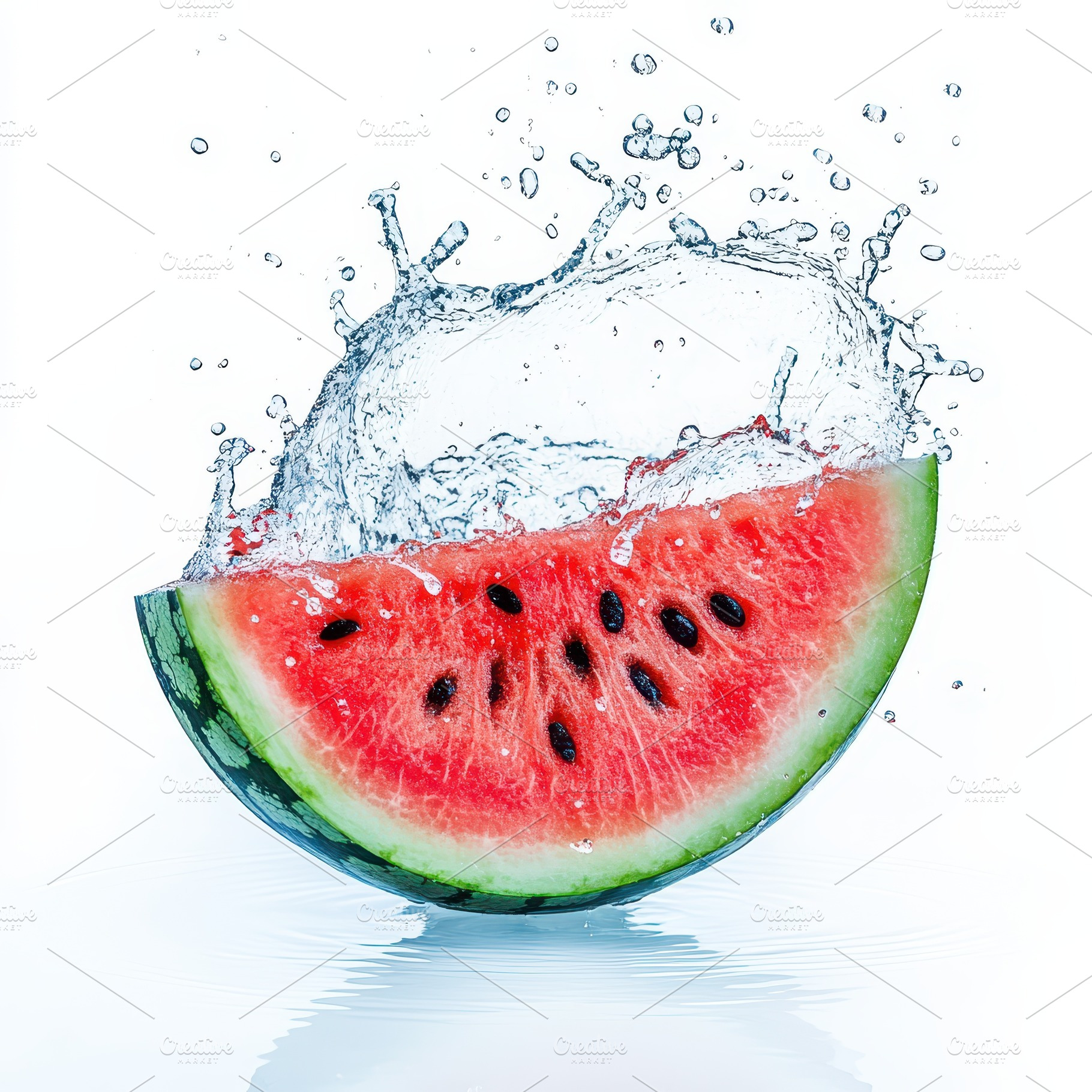Refreshing Watermelon Splashing in W, a Food & Drink Photo by Pixeness Studio