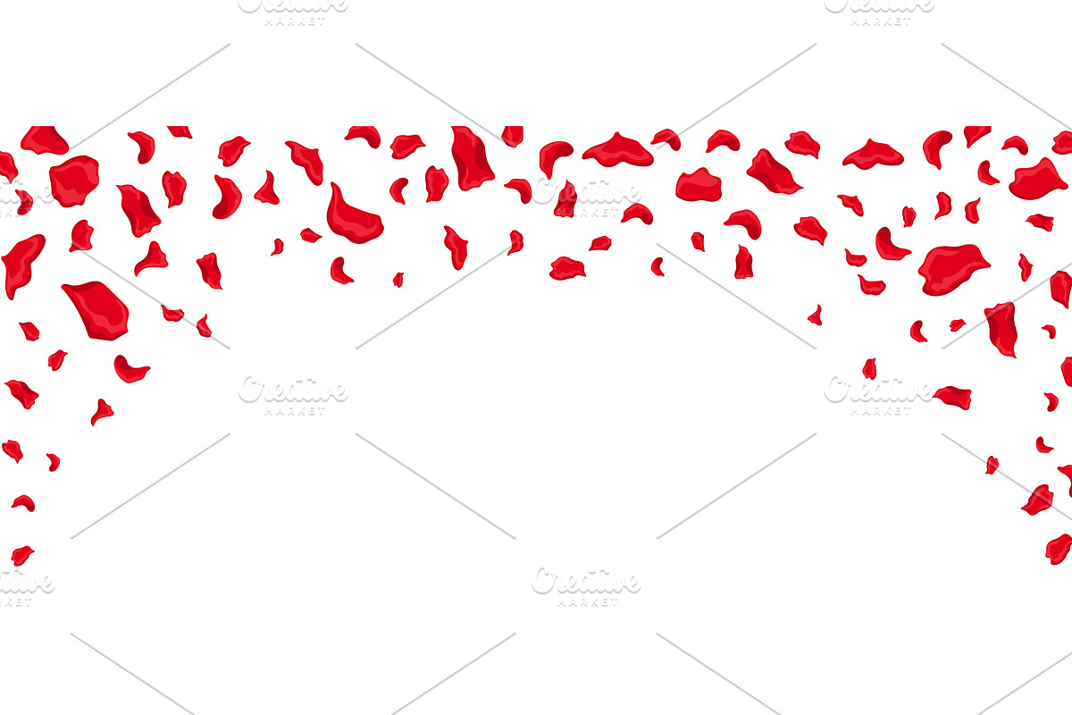 Falling red rose petals symbolizing, an Object Illustration by skripnikbb
