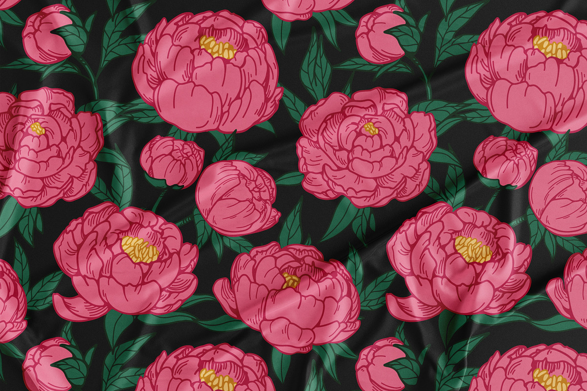 Peony flowers patterns, backgrounds, a Decorative Illustration by Good Studio (Photo 11 of 11)