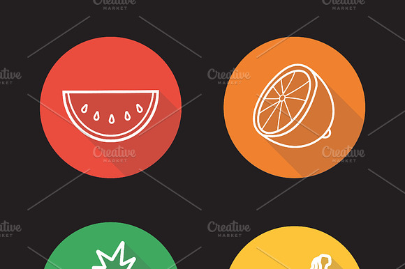 Tropical Fruit Icons. Vector