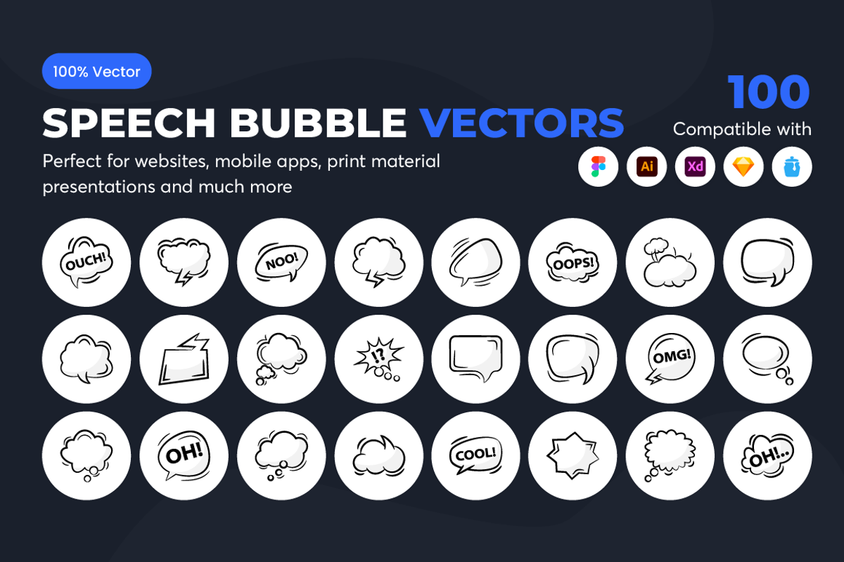 Speech Bubble Vectors, a Background Graphic by Brickclay (Photo 1 of 8)