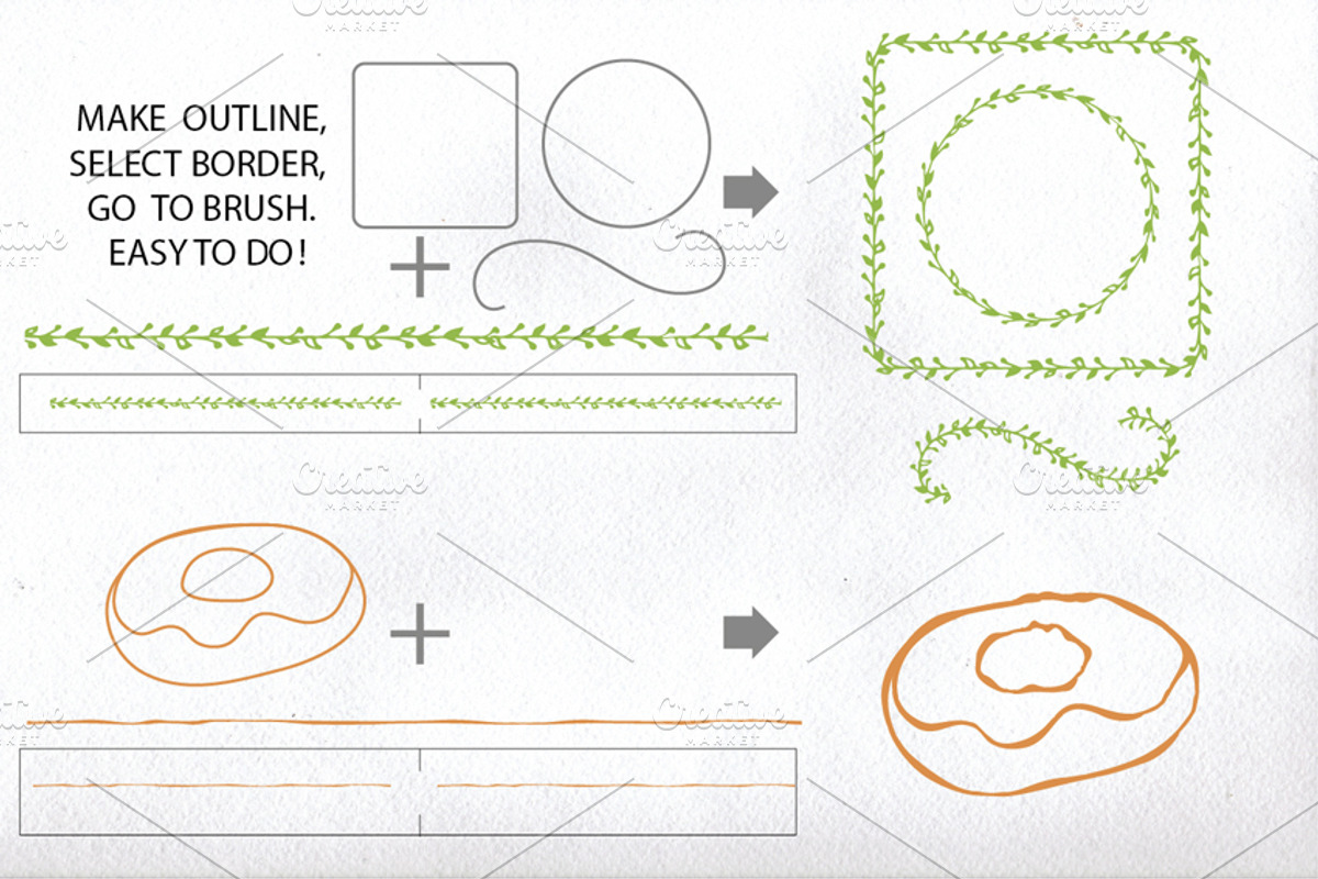 Hand drawn seamless border, brushes preview 5