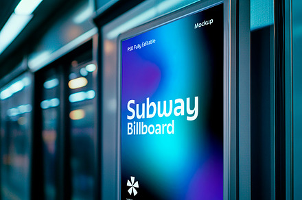 Subway Billboard Mockup with LED
