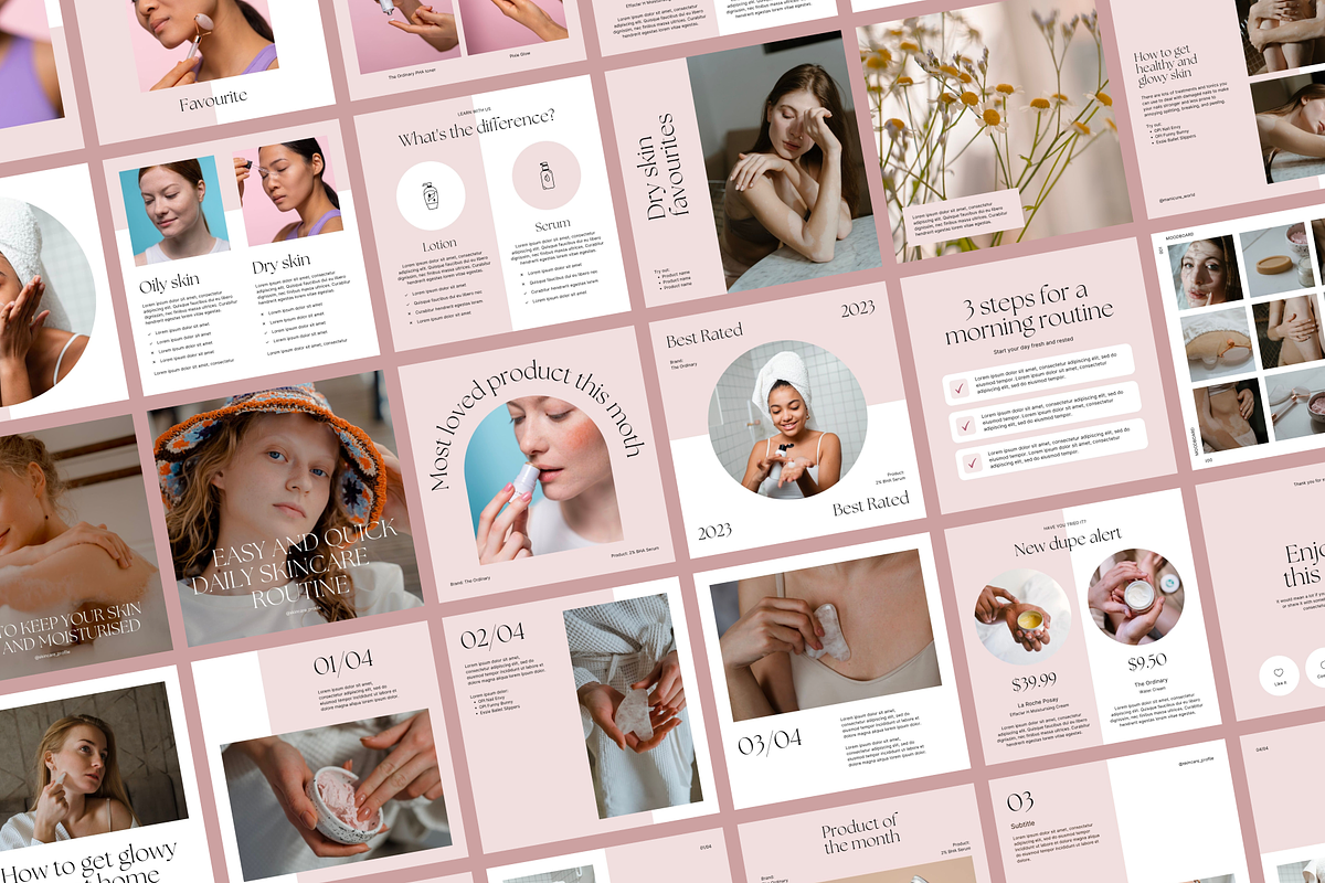 50 Pink Skincare Instagram posts, a Social Media Template by Studio K (Photo 9 of 9)