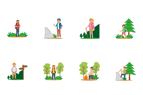Hiking People Illustration Set preview 2
