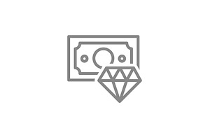 Money bill with a diamond line icon, an Object Illustration by GraphiShop