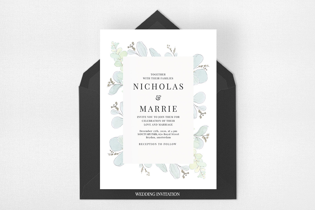 Modern Eucalyptus Wedding Suite, an Invitation Template by Azka Creative (Photo 2 of 5)
