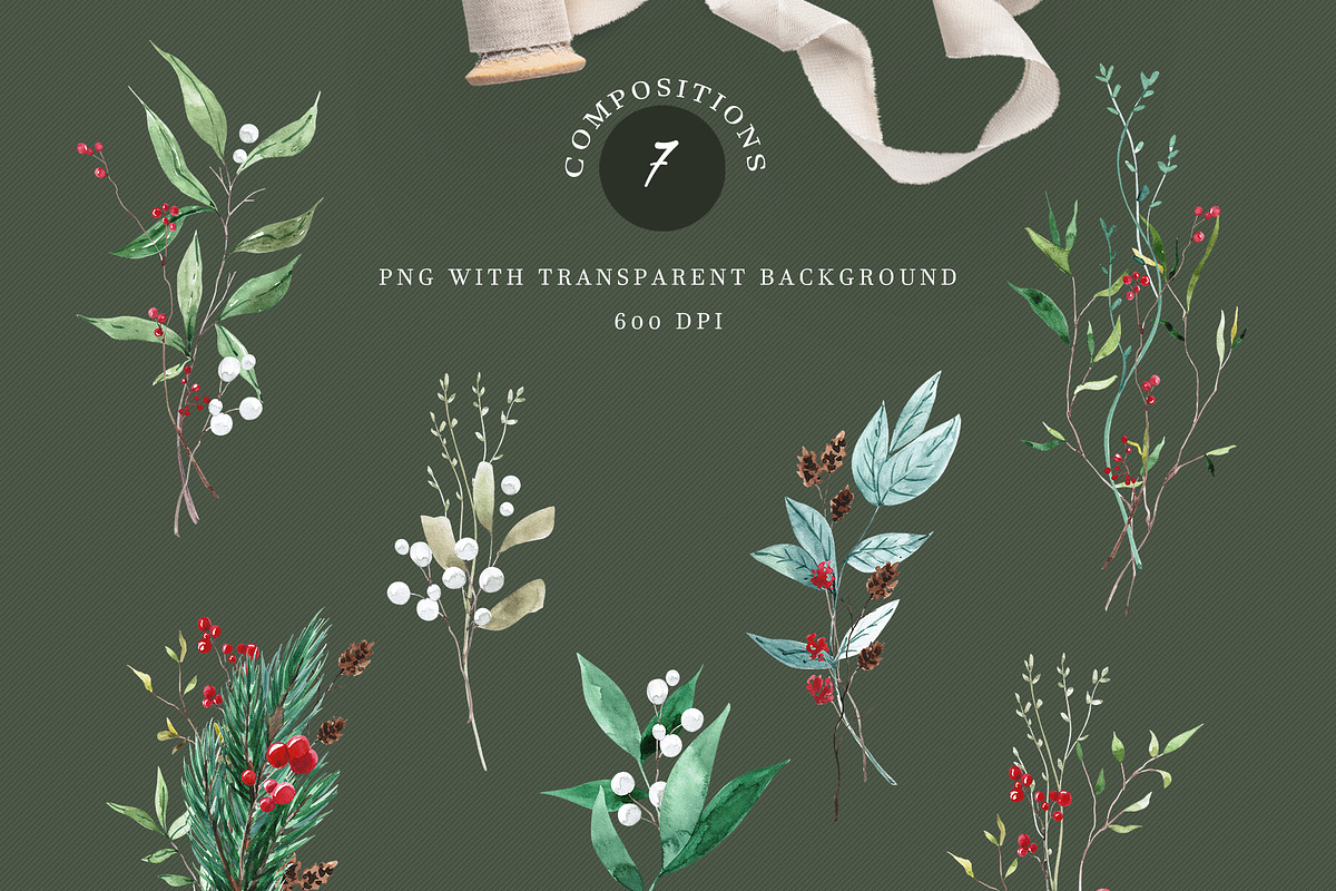 HOHOHO Christmas watercolor BUNDLE, a Seasonal Illustration by LeriaArt watercolor (Photo 11 of 24)
