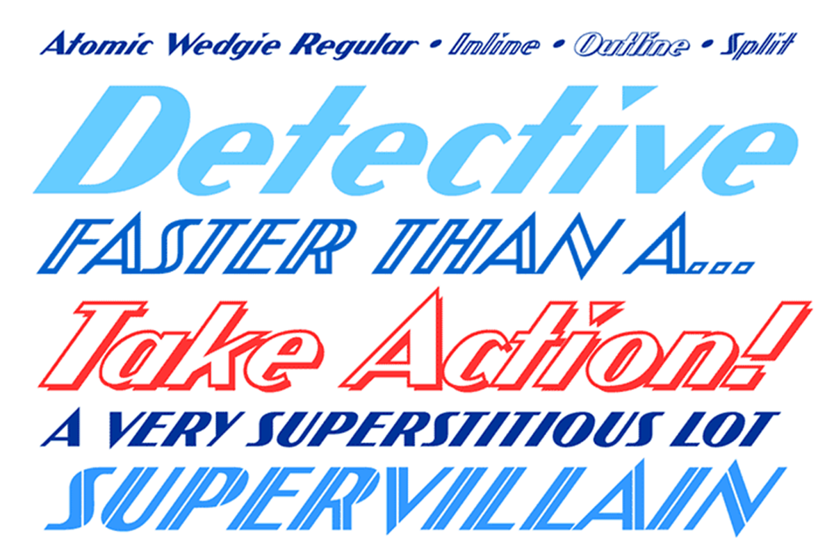Atomic Wedgie - Art Deco comic font preview 2
