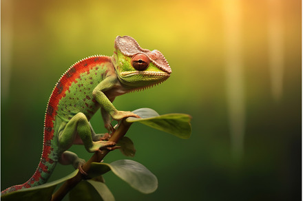 Lizard chameleon on green floral, an Animal Photo by Beautiful things