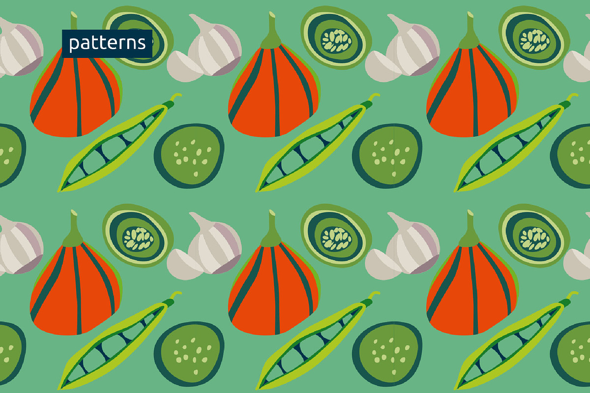 Vegetables, vector, a Food Illustration by Olha Kalyta (Photo 6 of 10)
