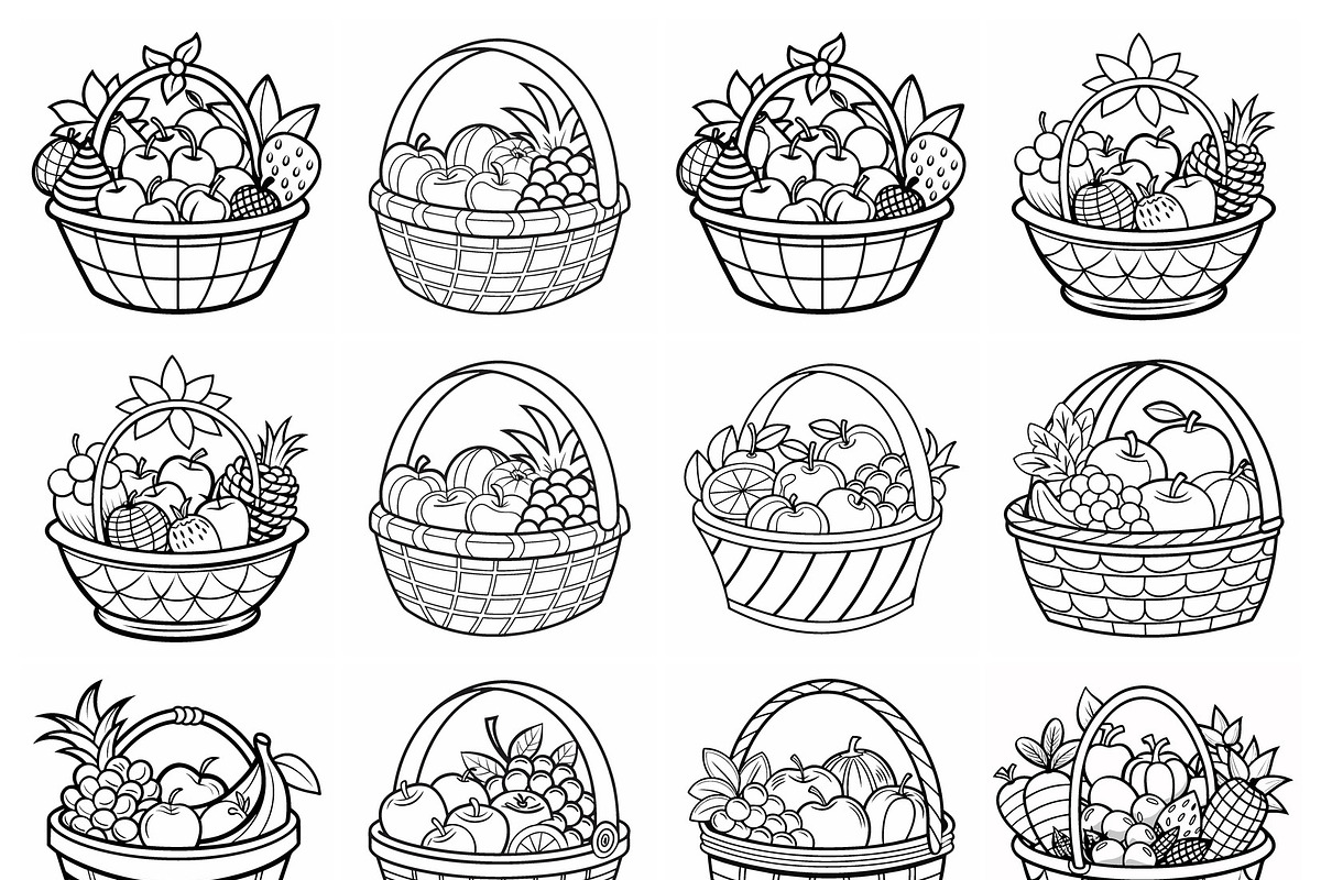 Fruit Basket Illustrations, an Object Graphic by Billah Hub
