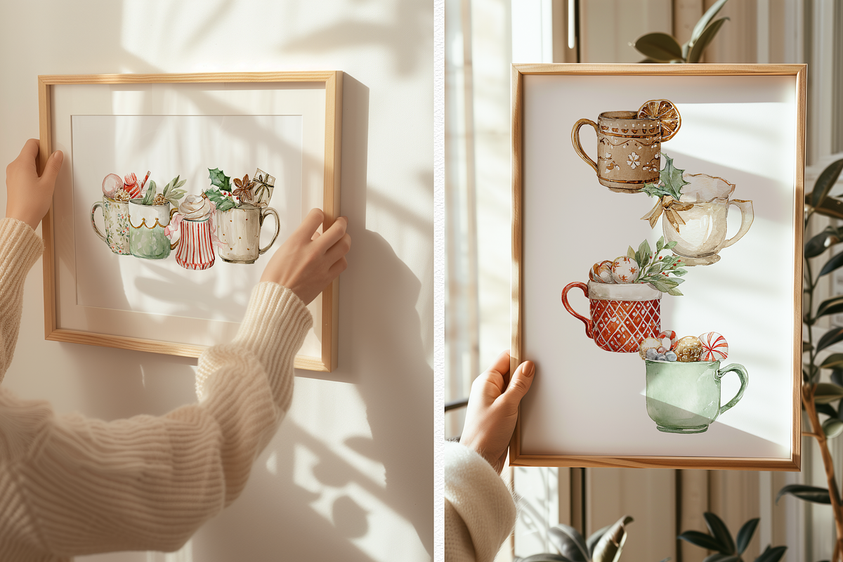 Watercolor Christmas Mugs, a Decorative Illustration by ThaismotaCreativeCo (Photo 4 of 8)