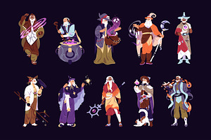 Old wizards, magician, sorcerers set, a Person Illustration by PaperTrident