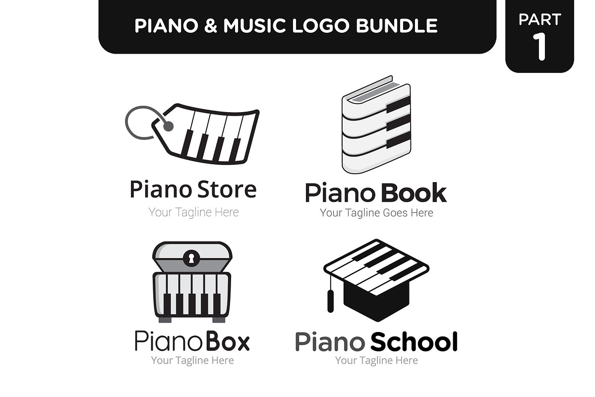 Piano & Music Logo Bundle, a Branding & Logo Template by Grapixy (Photo 1 of 5)
