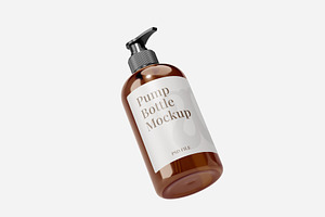 Amber Pump Bottle Mockup