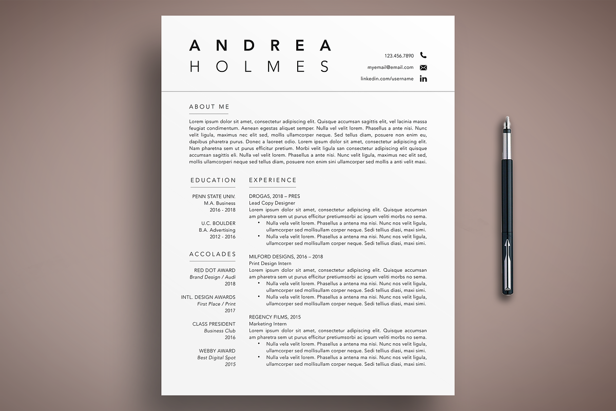 Modern Resume Template CV Word/Pages, a Resume Template by The Creative Resume (Photo 1 of 8)