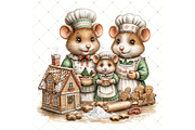 Christmas Mouse Baking Clipart JPG, a Seasonal Illustration by Memories By Lea (Thumbnail 6 of 17)