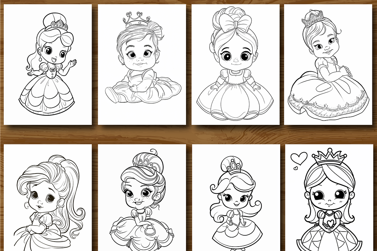 Princess Coloring Pages for Kids, an Illustration by Design Zone (Photo 3 of 7)