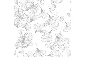 Seamless background grey flowers, a Texture Illustration by Nenahliadava Design