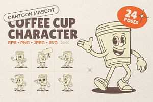 Coffee Cup Cartoon Mascot Character, a Food Illustration by Vasya Kobelev