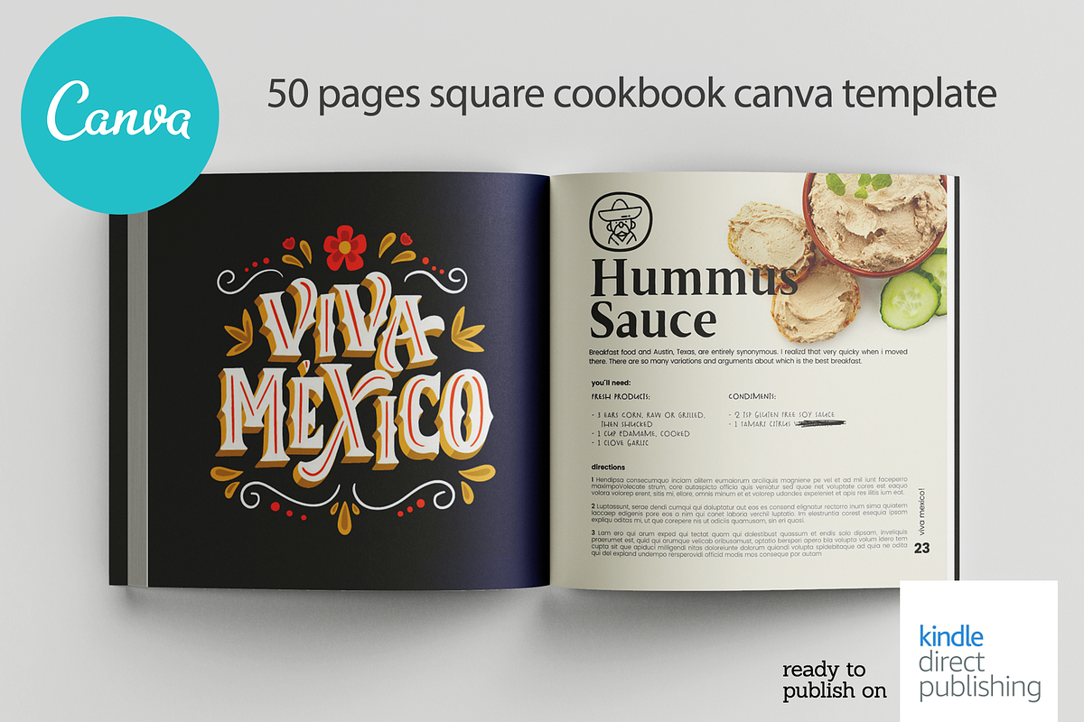 Square Mexican Recipes Canva Templat, a Magazine Template by DeLaGranSiete (Photo 12 of 14)