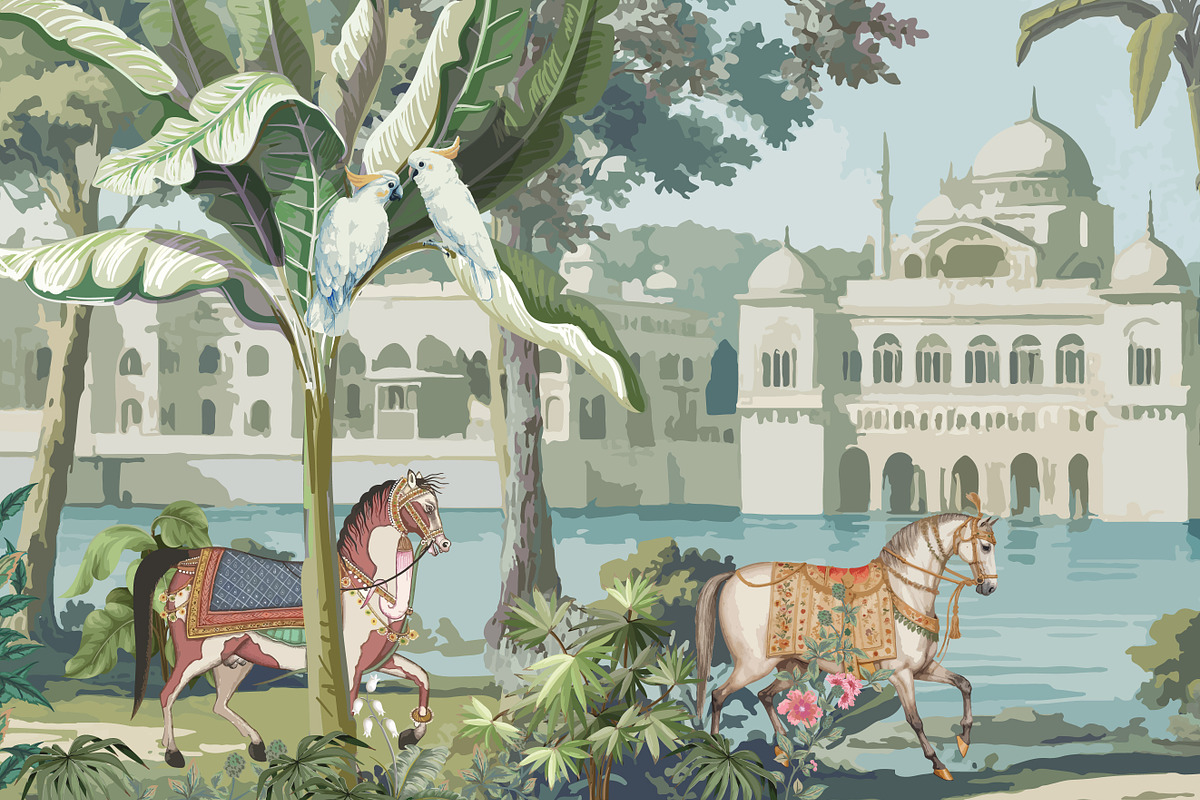 Mughal Garden Wallpaper Mural, a Decorative Illustration by Mughal Wallpaper (Photo 5 of 5)