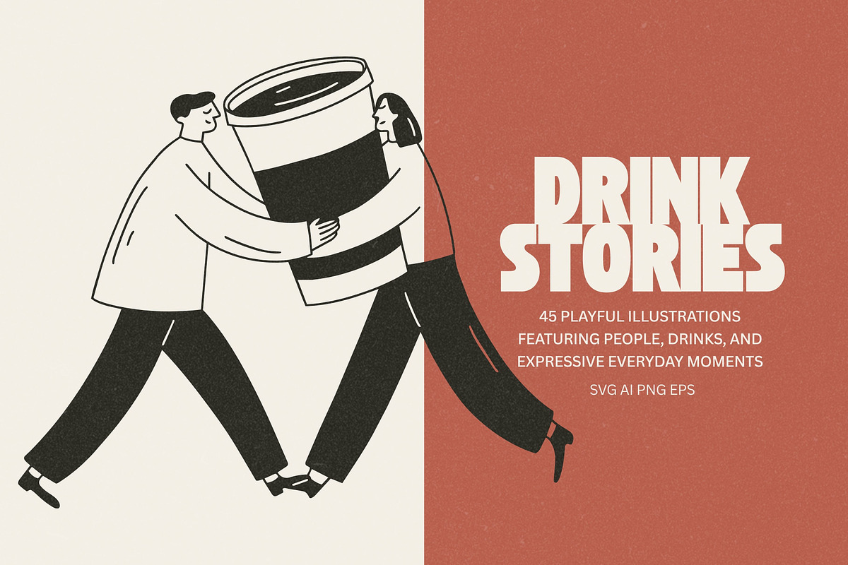 Drink Stories: 45 Character Pack, a Food Illustration by Veyla (Photo 1 of 12)