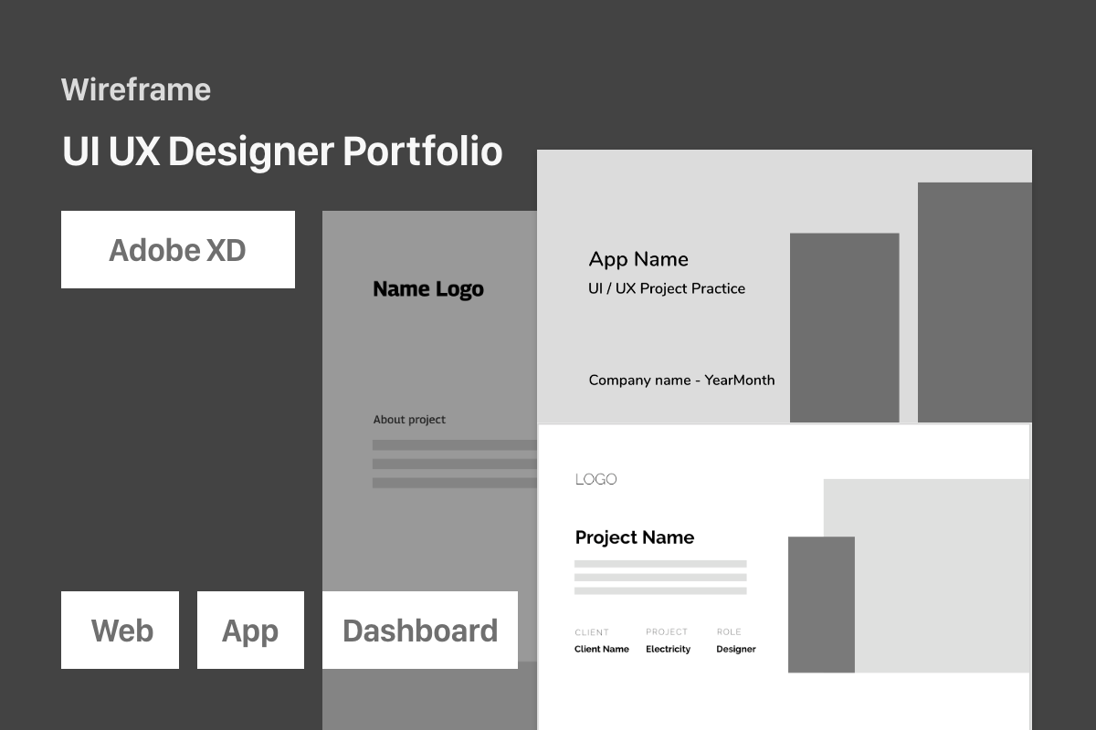 UI UX Design Portfolio Wireframe, a Wireframe Template by RedRiver
