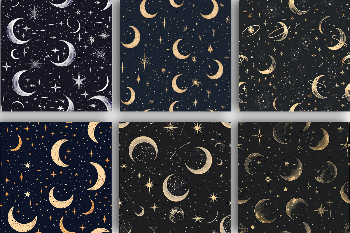Mystical Celestial Pattern, a Background Graphic by DreamCafeArt