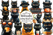Quirky Funny Black Cat Clipart, an Illustration by OK Design (Thumbnail 1 of 4)