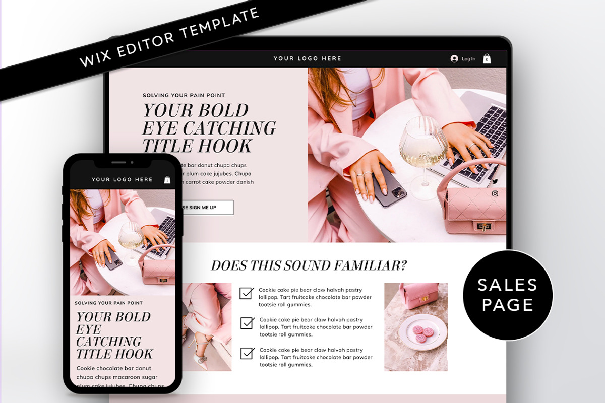 Pink Wix Editor Sales Page Template, a Wix Template by Template Twist Shop (Photo 1 of 10)