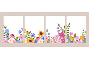 Spring flowers card. Blank floral, an Illustration by winwin.art