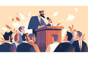 Man politician speech. Leader public, a Person Illustration by Stock-Smart-Start