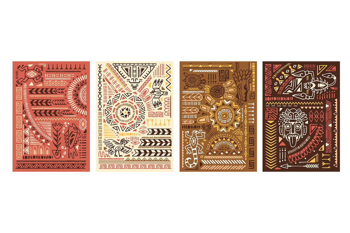 Aztec ornaments backgrounds set, a Decorative Illustration by PaperTrident (Photo 1 of 15)