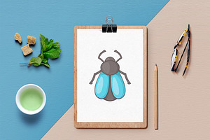 Insects Icons Set, Cartoon Style