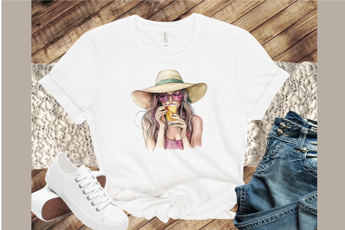 Summer Vintage Woman Clipart, an Illustration by Sublimation Artist (Photo 4 of 6)