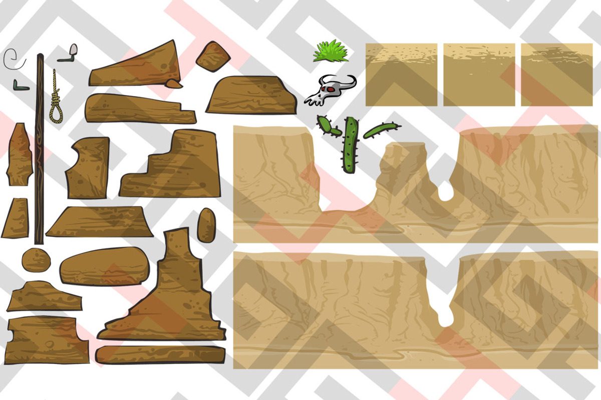 Desert Background and tilesets preview 2
