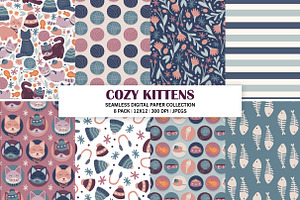Cozy Kitten Seamless Digital Paper