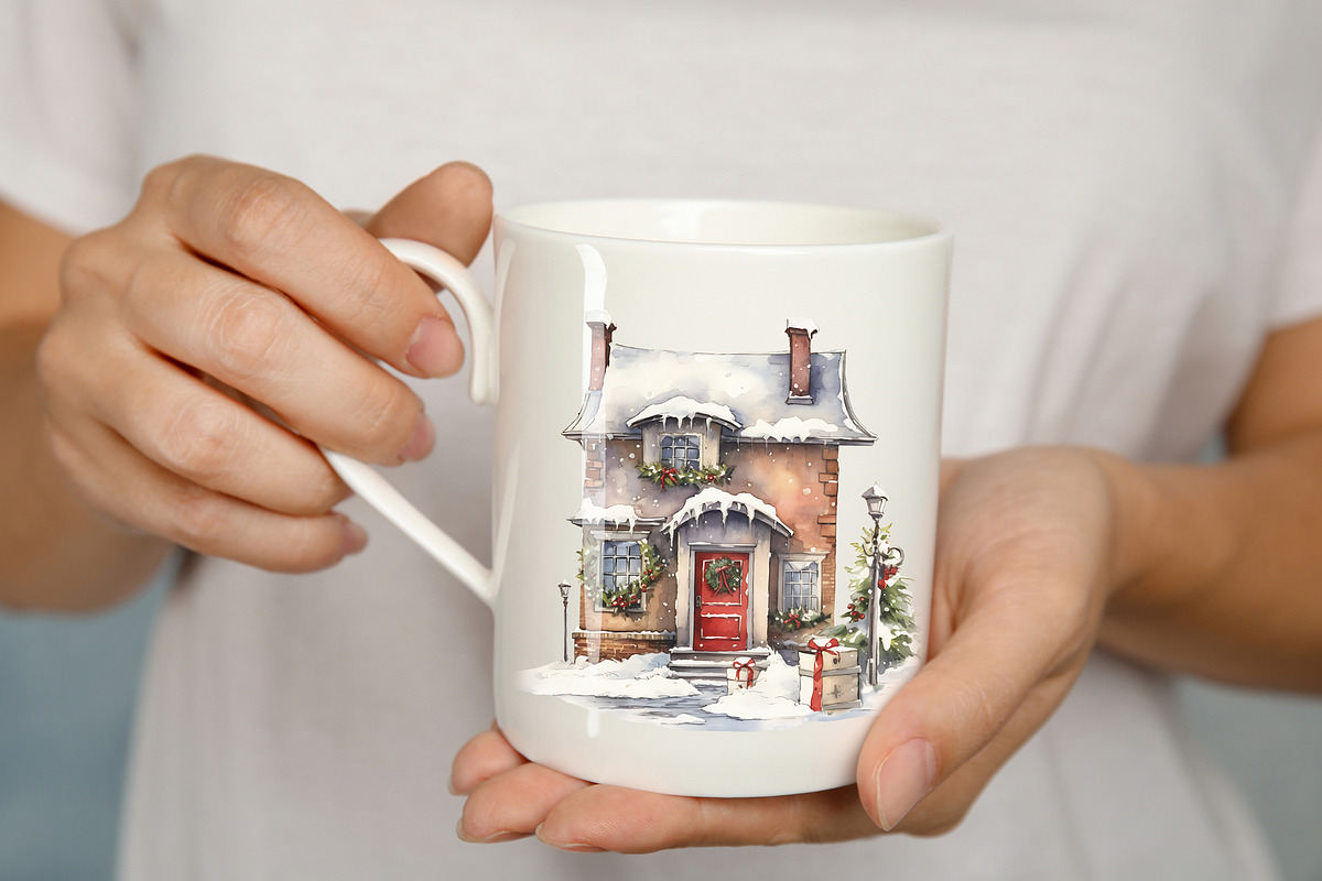Watercolor Christmas House, a Seasonal Illustration by Vasmila (Photo 4 of 8)