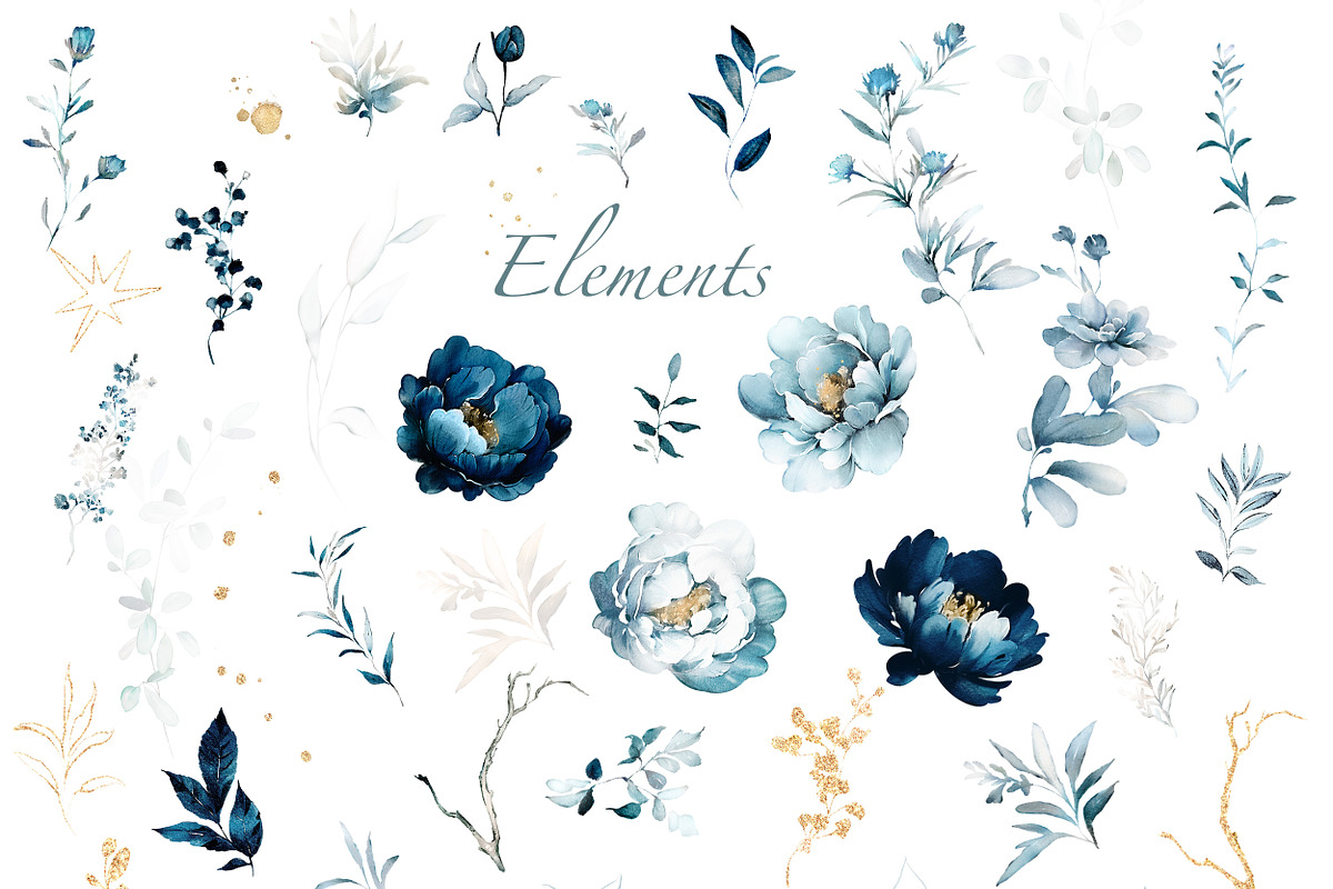 watercolor Blue flowers, Patterns, a Decorative Illustration by Lisima (Photo 6 of 14)