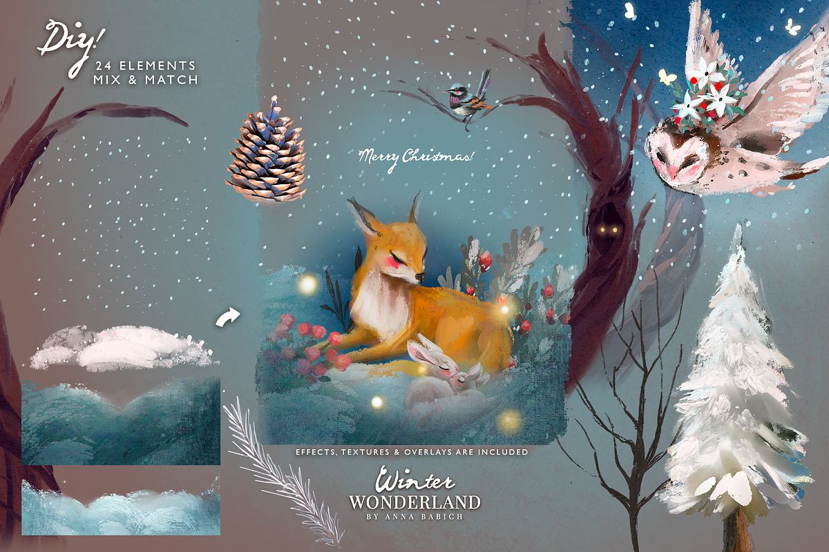 Winter Wonderland Oil Clipart, an Animal Illustration by Anna Babich (Photo 5 of 8)